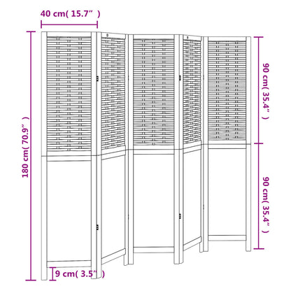 Kamerscherm Met 5 Panelen Massief Paulowniahout Donkerbruin
