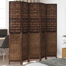 Kamerscherm Met 5 Panelen Massief Paulowniahout Donkerbruin