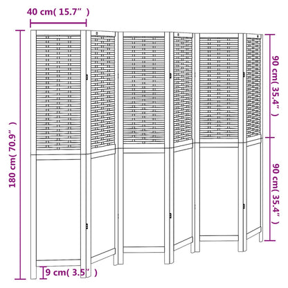 Kamerscherm met 6 panelen massief paulowniahout donkerbruin