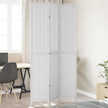 Kamerscherm Met 3 Panelen Massief Paulowniahout Wit