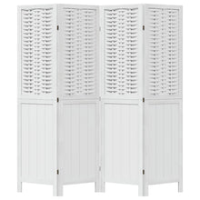Kamerscherm Met 4 Panelen Massief Paulowniahout Wit
