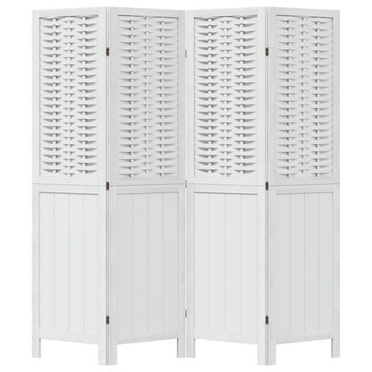 Kamerscherm Met 4 Panelen Massief Paulowniahout Wit