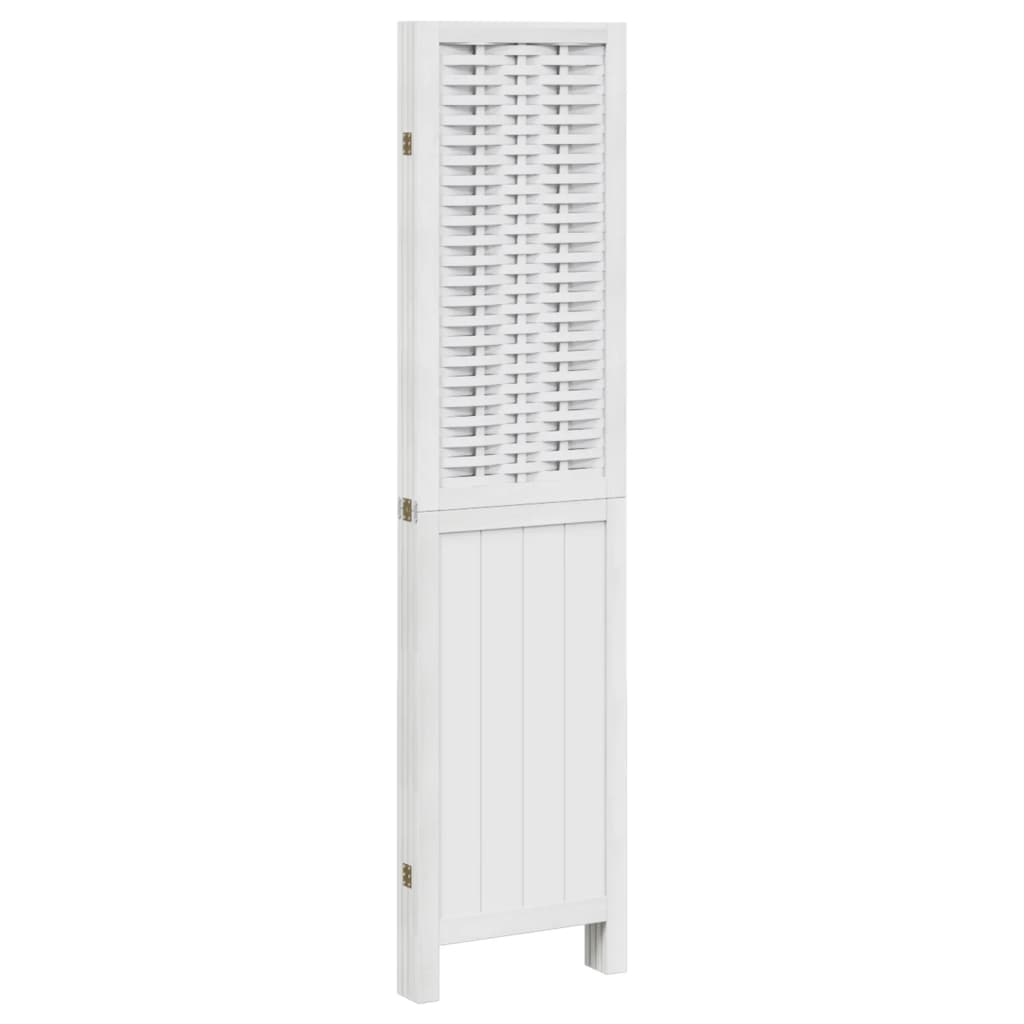 Kamerscherm Met 4 Panelen Massief Paulowniahout Wit