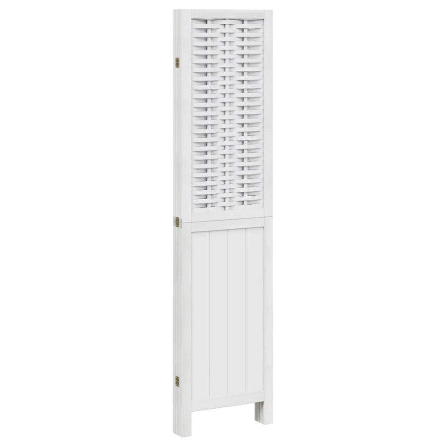 Kamerscherm Met 4 Panelen Massief Paulowniahout Wit