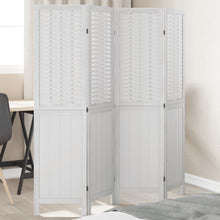 Kamerscherm Met 4 Panelen Massief Paulowniahout Wit