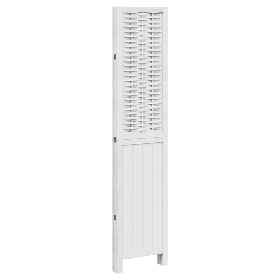 Kamerscherm Met 4 Panelen Massief Paulowniahout Wit