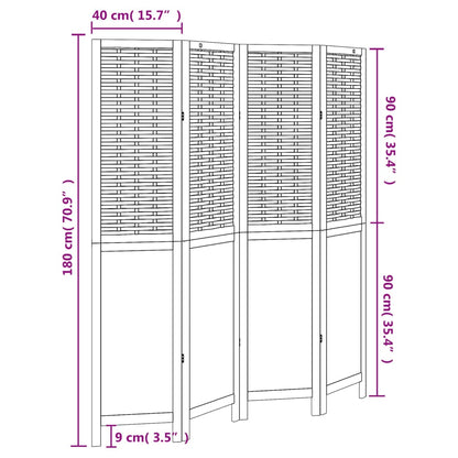Kamerscherm Met 4 Panelen Massief Paulowniahout Wit