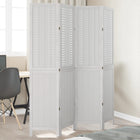 Kamerscherm 4 panelen massief paulowniahout wit