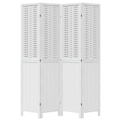 Kamerscherm Met 4 Panelen Massief Paulowniahout Wit