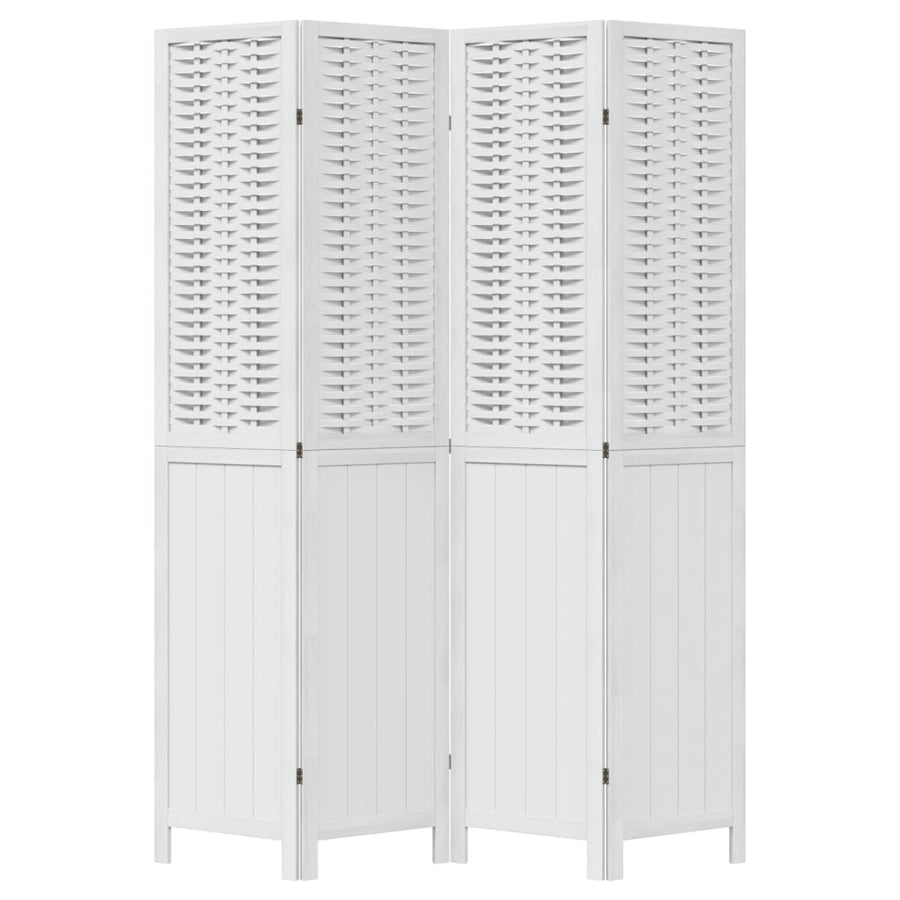 Kamerscherm Met 4 Panelen Massief Paulowniahout Wit