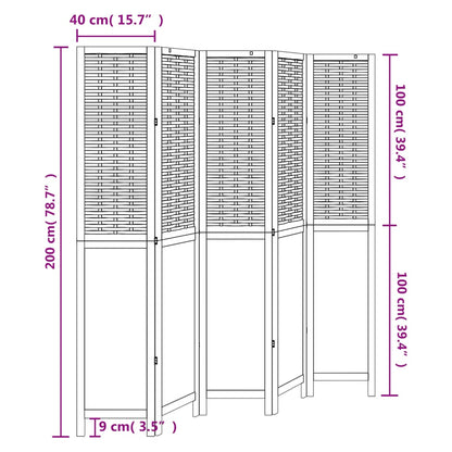 Kamerscherm Met 5 Panelen Massief Paulowniahout Wit