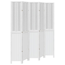 Kamerscherm Met 5 Panelen Massief Paulowniahout Wit
