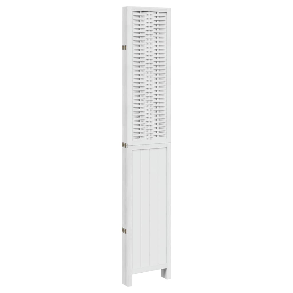 Kamerscherm Met 5 Panelen Massief Paulowniahout Wit