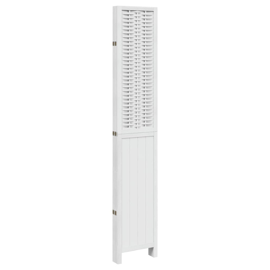 Kamerscherm Met 5 Panelen Massief Paulowniahout Wit