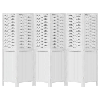 Kamerscherm Met 6 Panelen Massief Paulowniahout Wit
