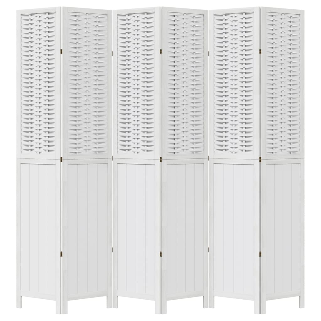 Kamerscherm Met 6 Panelen Massief Paulowniahout Wit