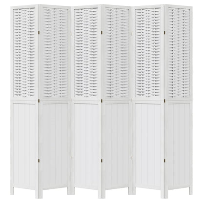 Kamerscherm Met 6 Panelen Massief Paulowniahout Wit