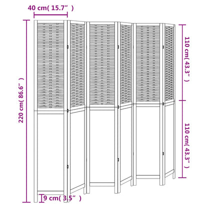 Kamerscherm Met 6 Panelen Massief Paulowniahout Wit