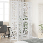 4-Panel Room Divider Solid Paulownia Wood White