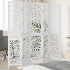 5-Panel Room Divider Solid Paulownia Wood White