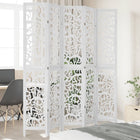 5-Panel Room Divider Solid Paulownia Wood White