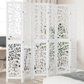Room divider with 6 panels solid paulownia wood white