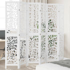 Room divider with 6 panels solid paulownia wood white
