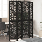 4-Panel Room Divider Solid Paulownia Wood Black