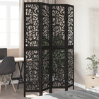 4-Panel Room Divider Solid Paulownia Wood Black