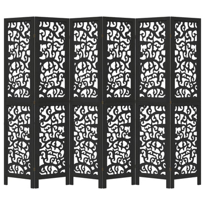 Kamerscherm met 6 panelen massief paulowniahout zwart