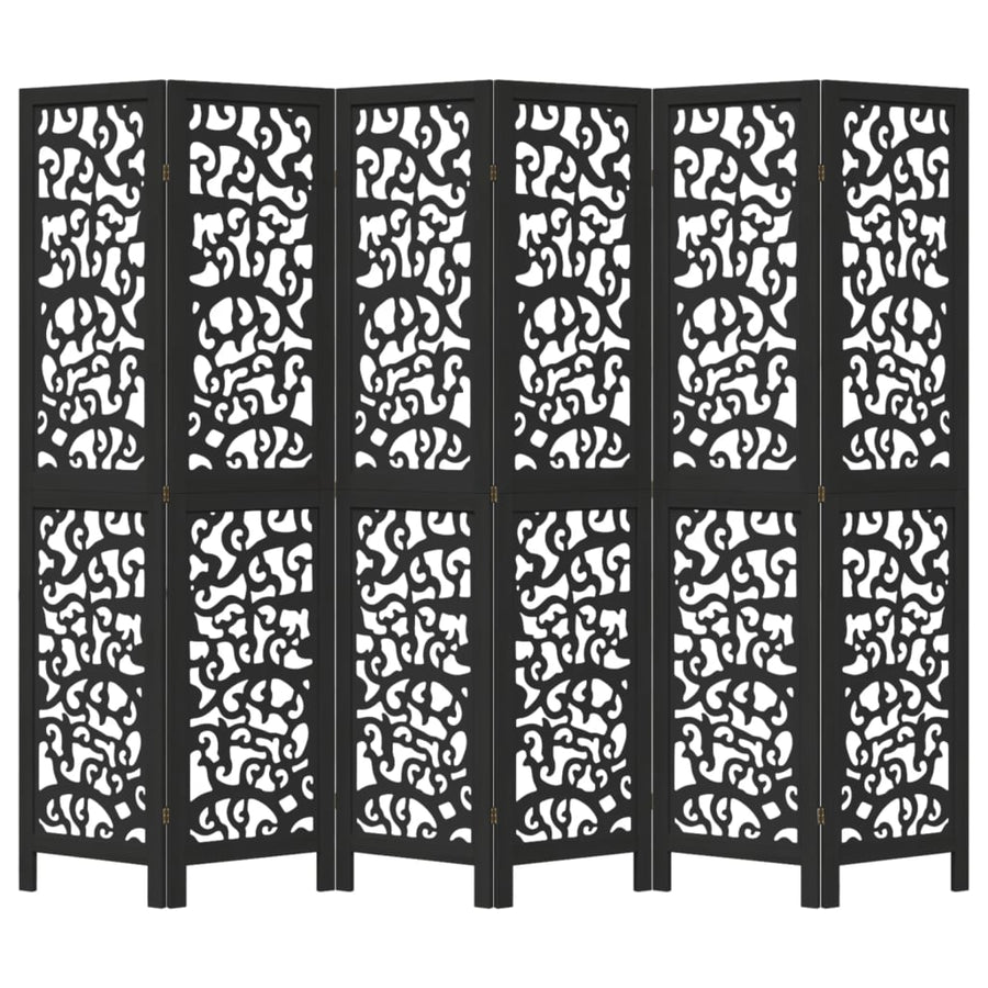 Kamerscherm met 6 panelen massief paulowniahout zwart