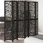 6-Panel Room Divider Solid Paulownia Wood Black