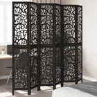 6-Panel Room Divider Solid Paulownia Wood Black