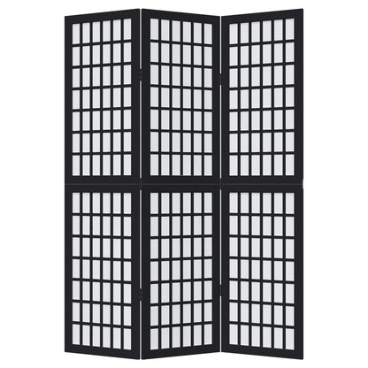 Kamerscherm met 3 panelen massief paulowniahout zwart