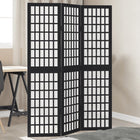 3-panel room divider solid paulownia wood black