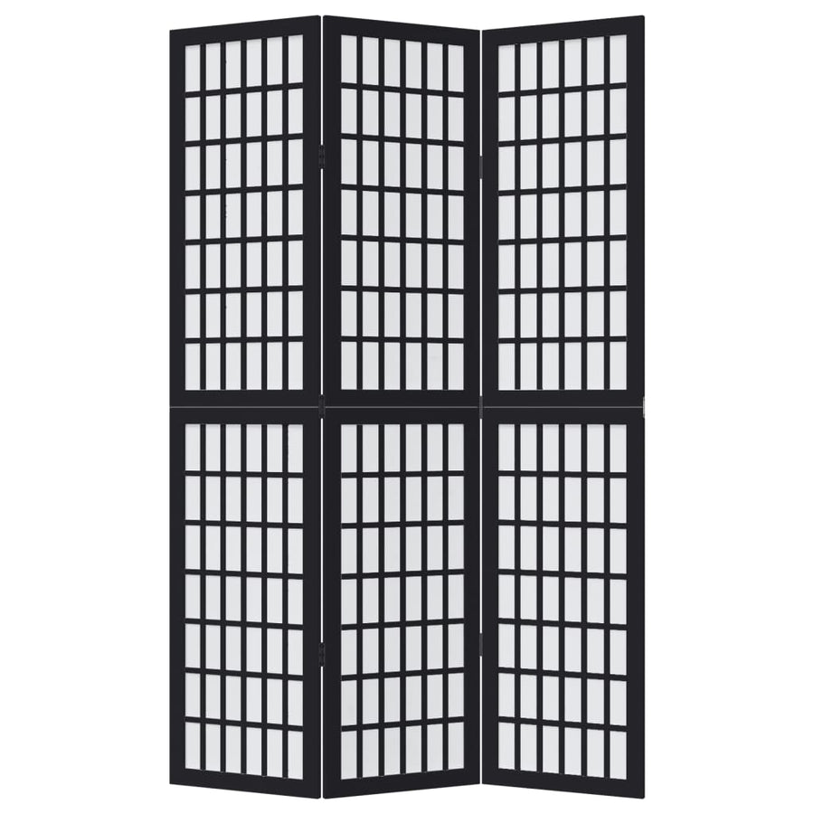 Kamerscherm met 3 panelen massief paulowniahout zwart
