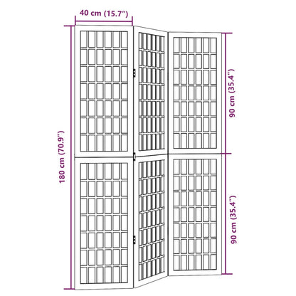 Kamerscherm met 3 panelen massief paulowniahout zwart