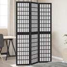 3-panel room divider solid paulownia wood black