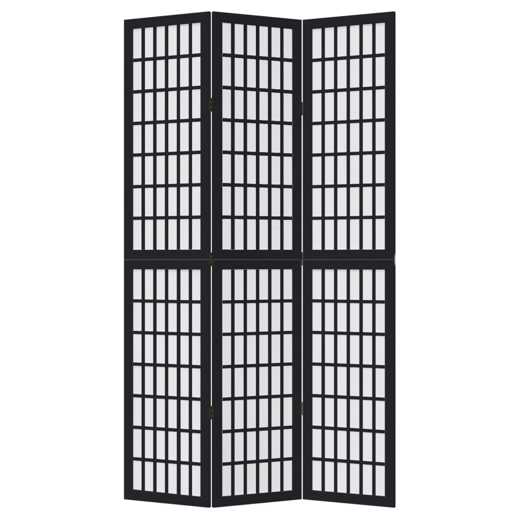 Kamerscherm met 3 panelen massief paulowniahout zwart