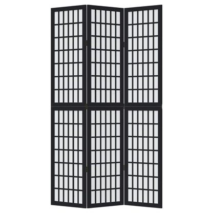 Kamerscherm met 3 panelen massief paulowniahout zwart