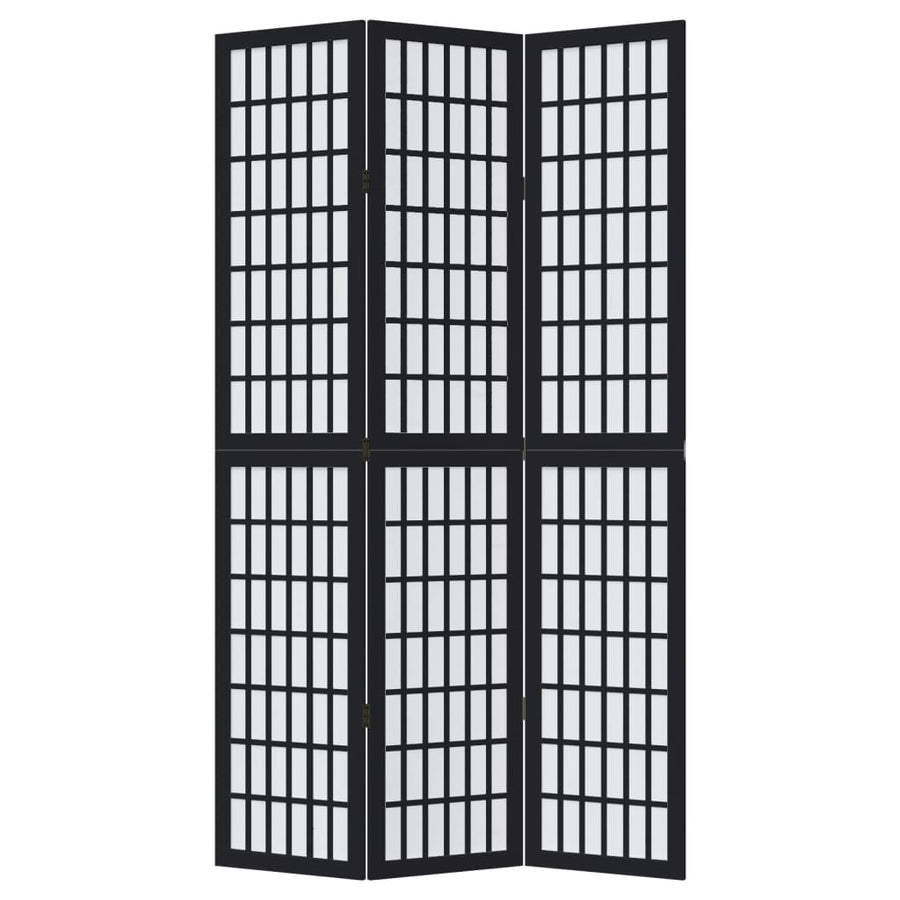 Kamerscherm met 3 panelen massief paulowniahout zwart