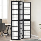 3-panel room divider solid paulownia wood black