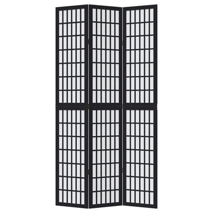 Kamerscherm met 3 panelen massief paulowniahout zwart
