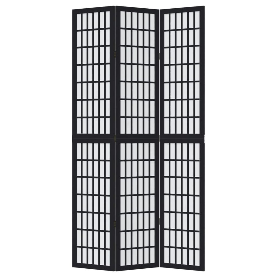 Kamerscherm met 3 panelen massief paulowniahout zwart