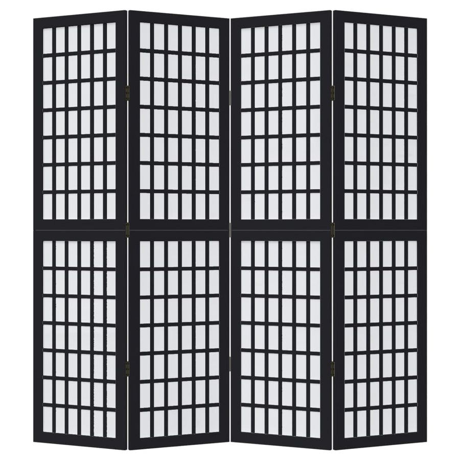 Kamerscherm met 4 panelen massief paulowniahout zwart