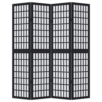 Kamerscherm met 4 panelen massief paulowniahout zwart