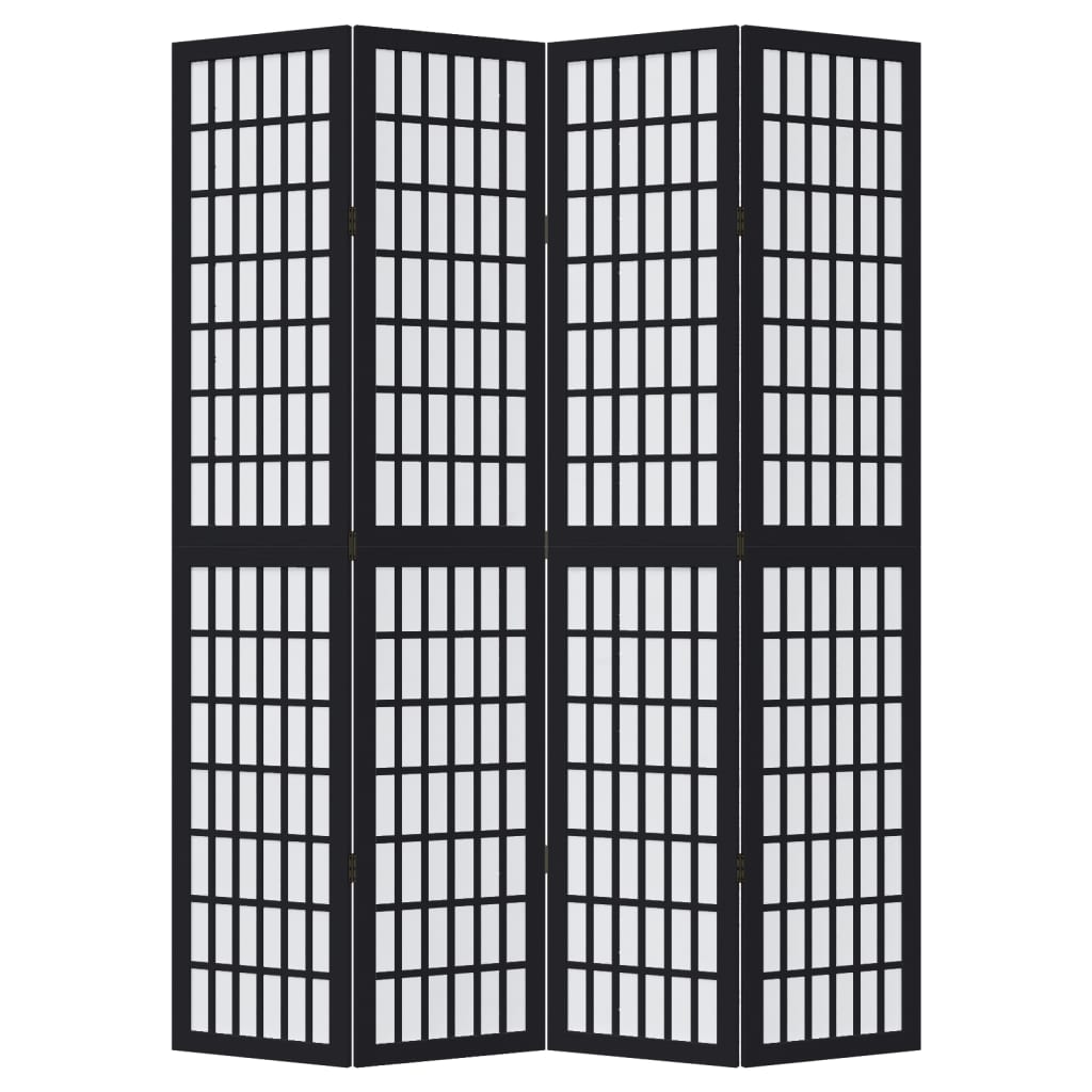 Kamerscherm met 4 panelen massief paulowniahout zwart