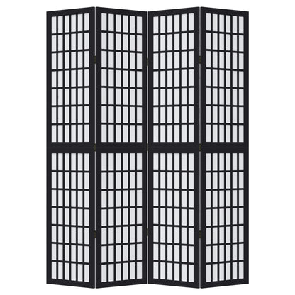Kamerscherm met 4 panelen massief paulowniahout zwart