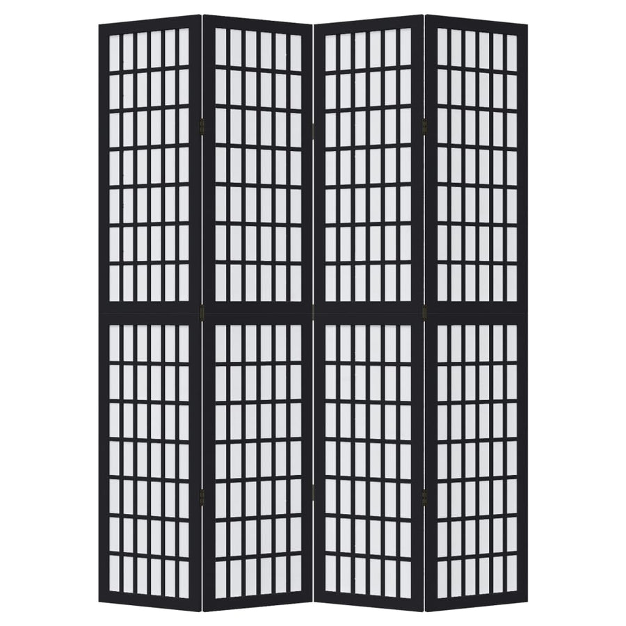Kamerscherm met 4 panelen massief paulowniahout zwart