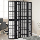 Kamerscherm 4 panelen massief paulowniahout 140x200 cm zwart